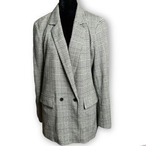 GAP Cotton Blend Fully Lined Houndstooth Blazer Front Pockets Sz 14